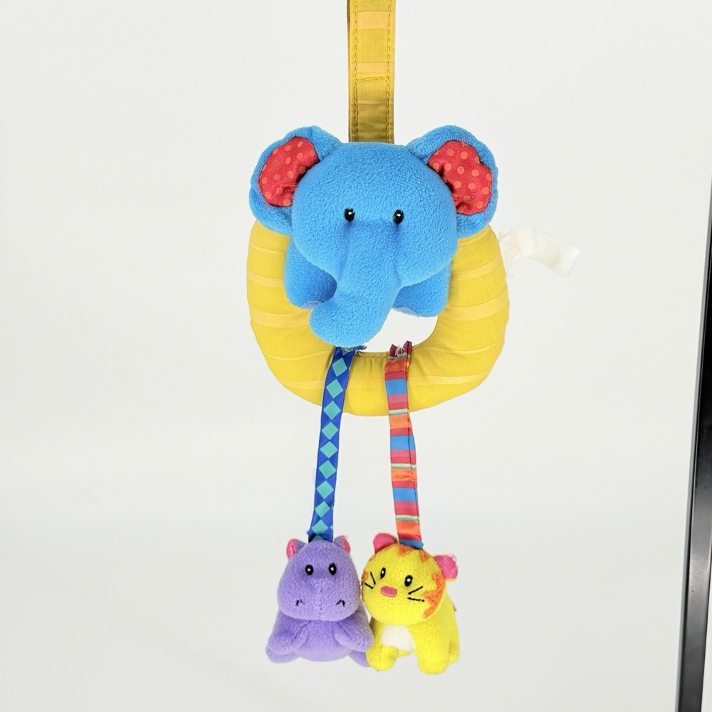 Bright Starts Elephant Hanging Rattle Plush Crib Stroller Toy Vintage Rare HTF